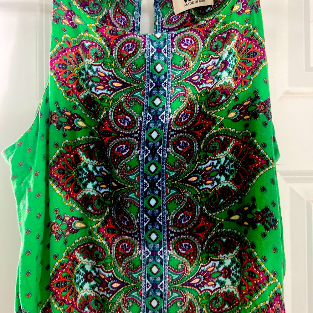 Stitch Fix Verse Womens Blouse Size L Green Alecto Sleeveless Top Lightweight
